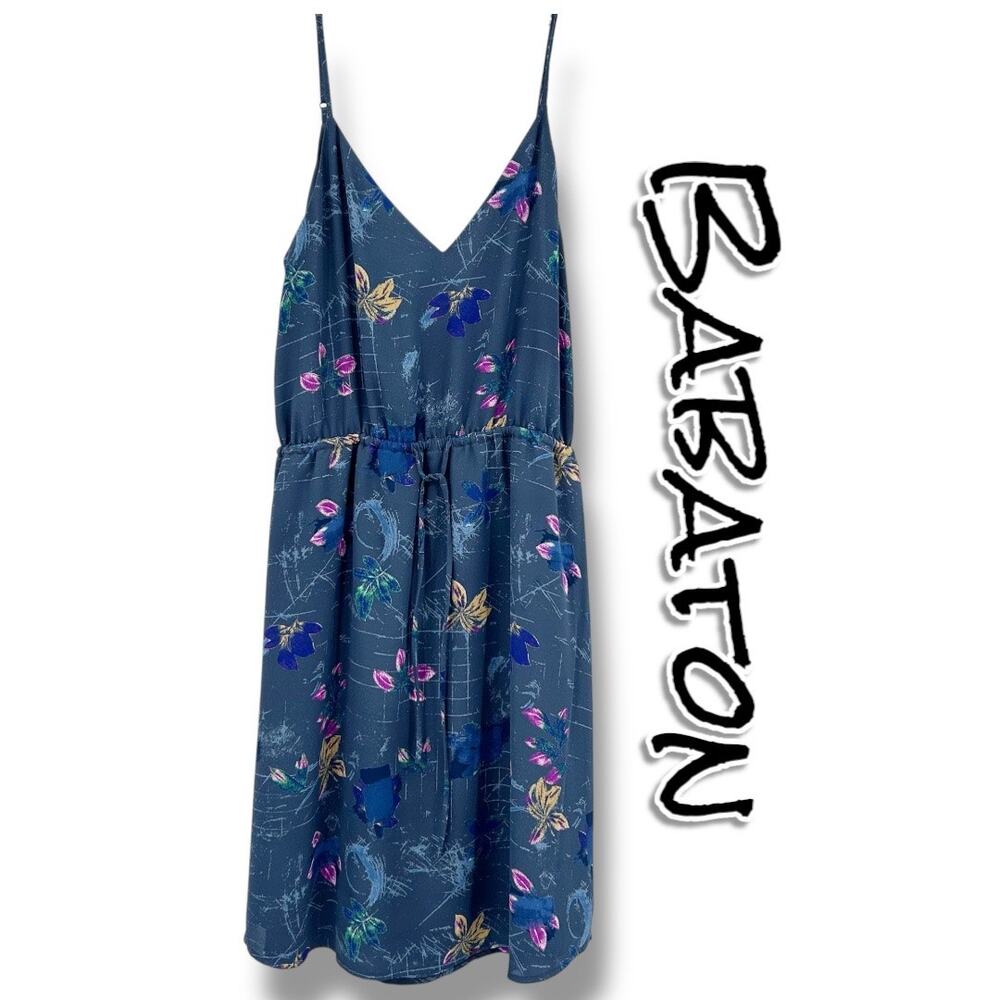 Babaton Casimir Aritzia Spaghetti Strap Mini Dress Blue Floral Womens Size XXS